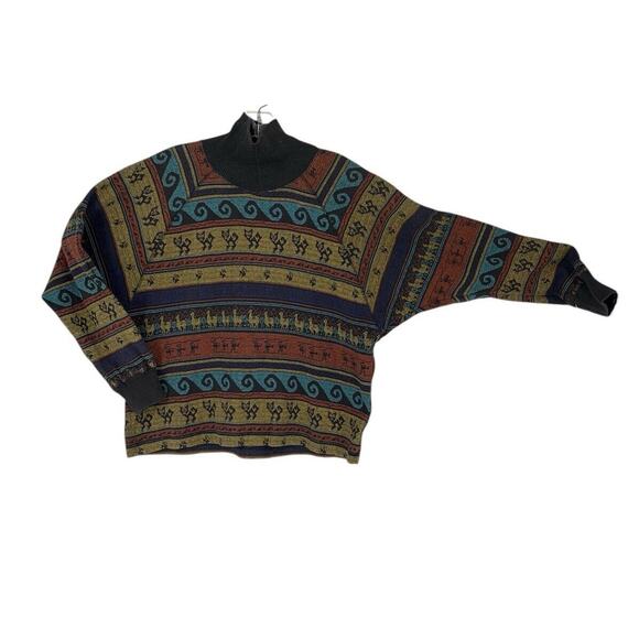 Vintage Christian de Castelnau Liquette Top Avant Garde Soft Cotton Large Aztec - Picture 3 of 10